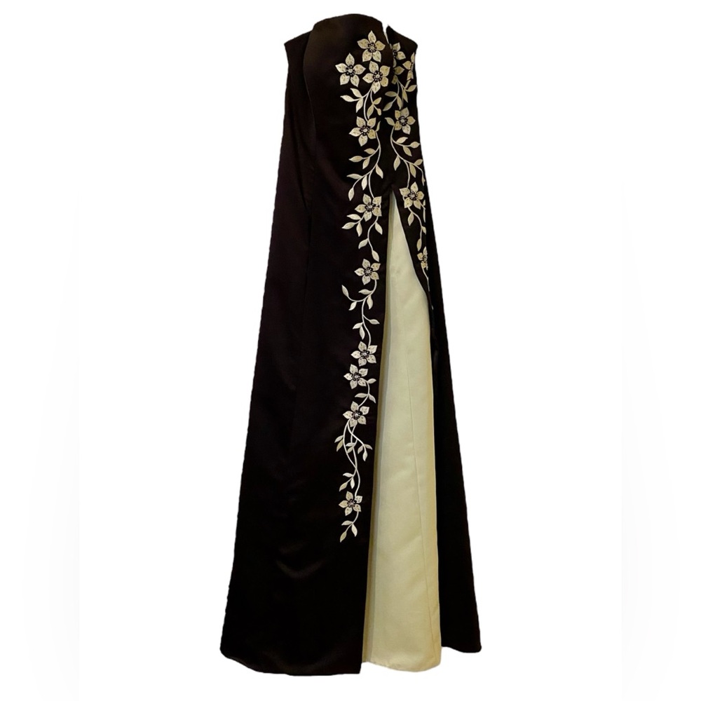 Morgan & Co. Black and Green Floral Prom Dress